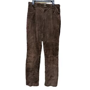 VTG XOXO Brown Suede Leather Lined Pants Sz 7 High Rise Y2K Straight
